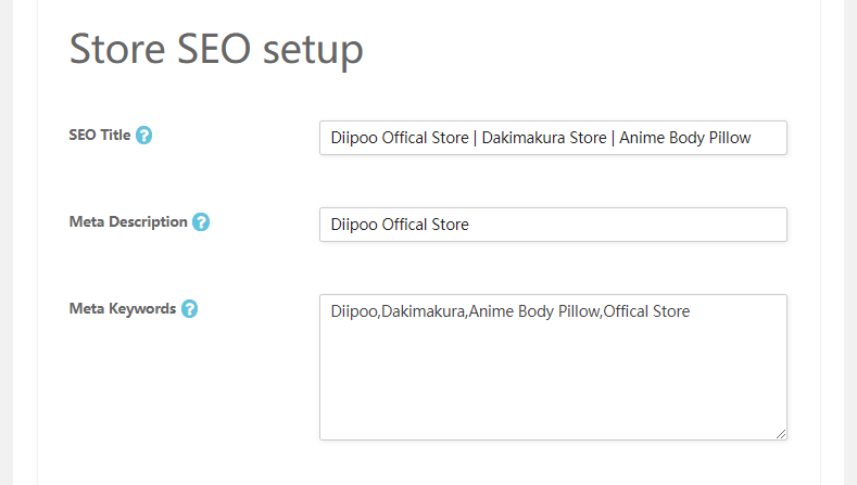 Store SEO setup