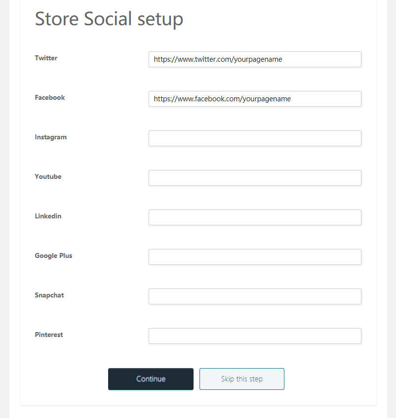 Store Social Setup